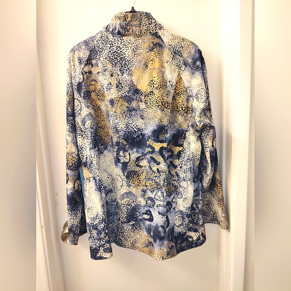 Zenergy by Chico’s Size 2 Purple Gold Ivory Full Zip Jacket - Picture 14 of 14